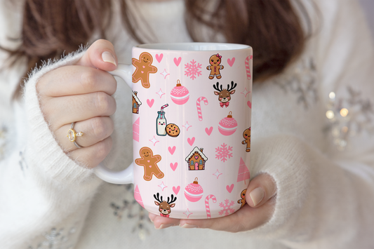 Mug en Céramique Personnalisable - Édition Noël Girly (425 ml)