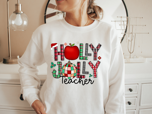 Sweatshirt de Noël pour Professeur - Holly Jolly Teacher