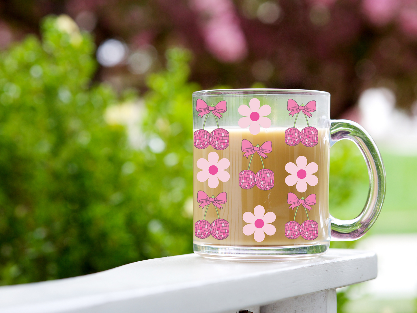 Tasse à Café en Verre Cerise Vintage Rose