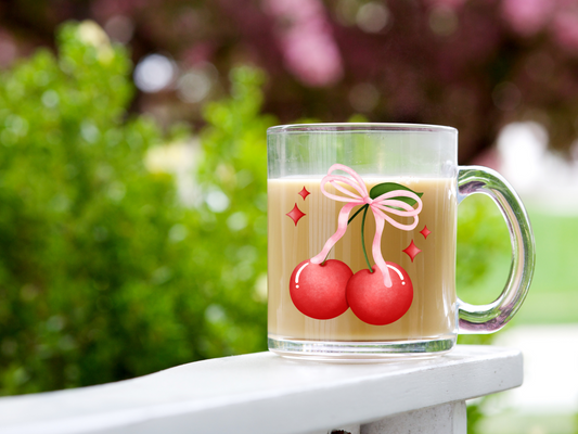 Tasse à Café en Verre Coquette Cerise Rouge