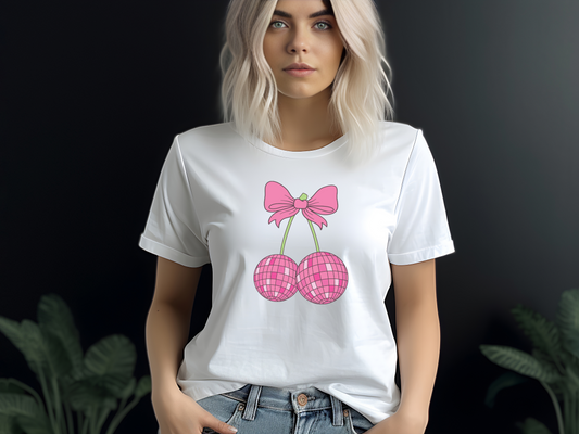 Tee-Shirt à Manche Courte Coquette Vintage Pink Cherry