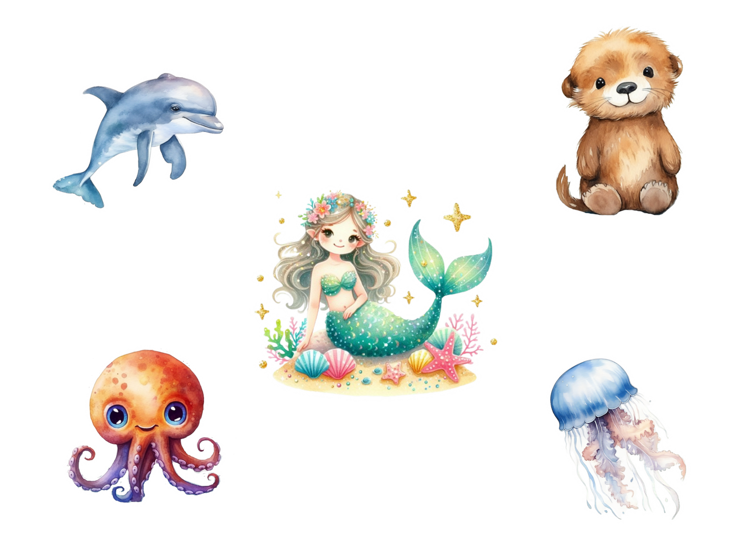 Pack de 5 Stickers Thème Marin (Set 1)