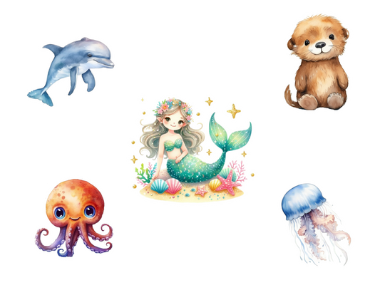 Pack de 5 Stickers Thème Marin (Set 1)