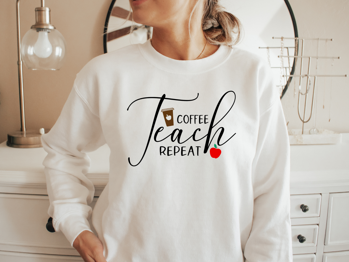 Sweat-shirt  Unisex Coffee Teach Repeat